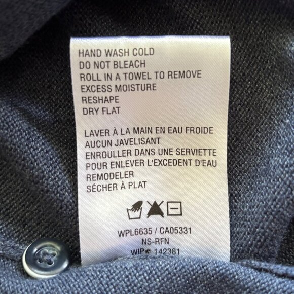 Woolrich Women's Crew Neck Henley Deep Indigo Blue Sweater Sz Large Cotton Blend - Picture 8 of 8